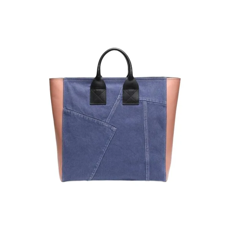 DIESEL Denim Patchwork Tote Bag Shopping Bag Crossbody One Shoulder Handbags Regular Women's Blue-4