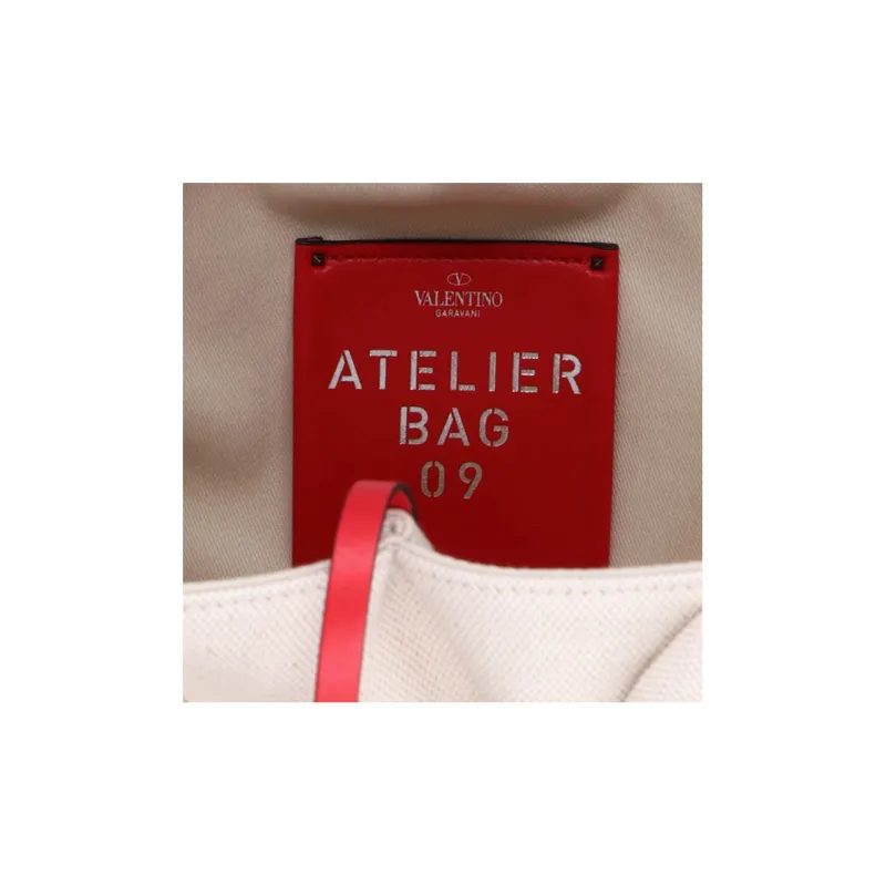 Valentino Canvas Canvas Bag Letter Tote Bag Shopping Bag Shoulder Bag Crossbody Bag Handbag Women's Beige-3