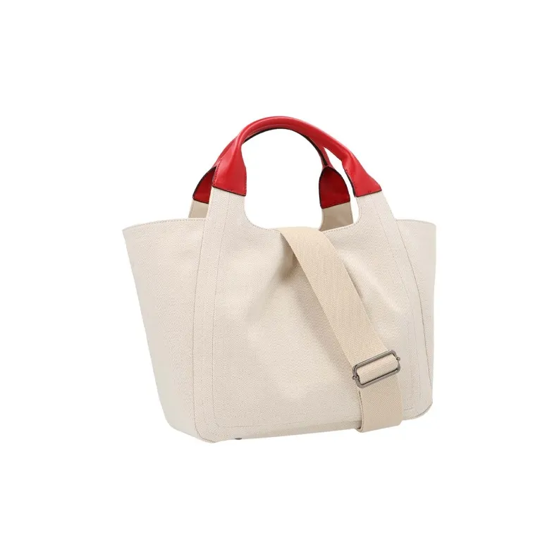 Valentino Canvas Canvas Bag Letter Tote Bag Shopping Bag Shoulder Bag Crossbody Bag Handbag Women's Beige-2