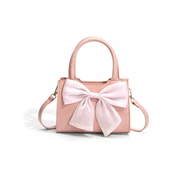 HAWA PU Small Square Bag Handbag Crossbody Bag Shoulder Bag Medium Size Women's Pink/White