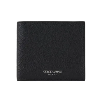 GIORGIO ARMANI Cow Leather Wallet Men's Black