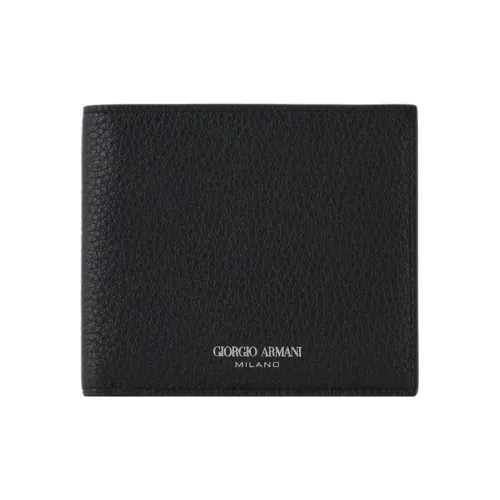 GIORGIO ARMANI Cow Leather Wallet Men's Black