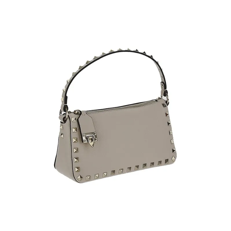 Valentino Cow Leather Handbag, Shoulder Bag Women's Beige-1