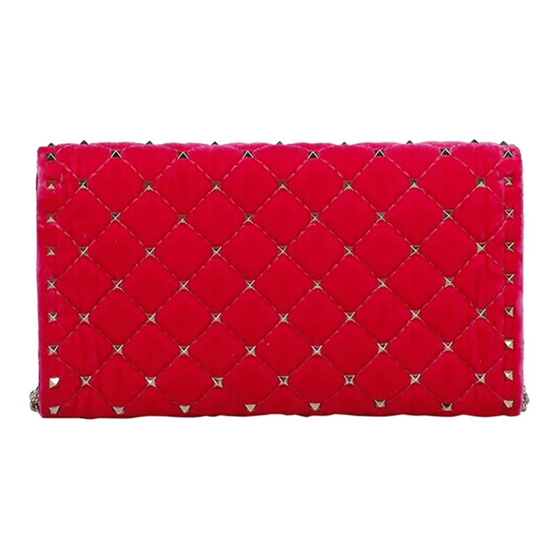 Valentino Velvet Shoulder Bag, Crossbody Bag Women's Red-2