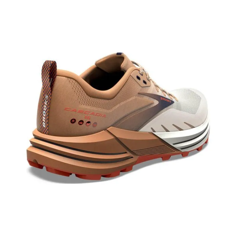 Brooks Cascadia 16 Slip-Resistant Low-Top Outdoor Shoes Men's White Brown-2