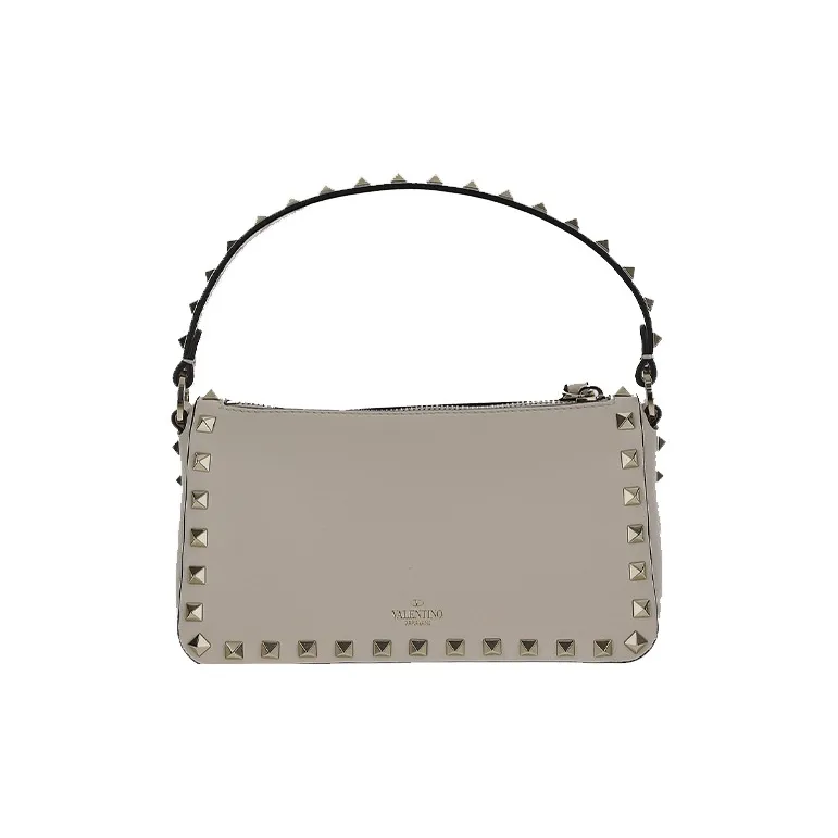 Valentino Cow Leather Handbag, Shoulder Bag Women's Beige-2