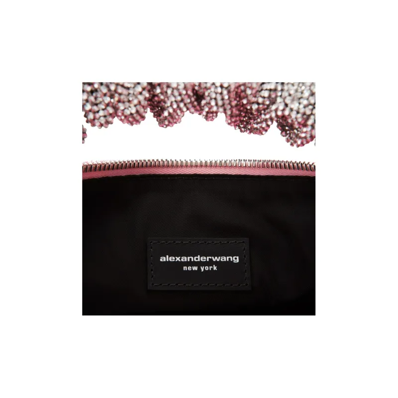 Alexander Wang Velvet Crystal Decoration Handbag Mini Women's Pink-4
