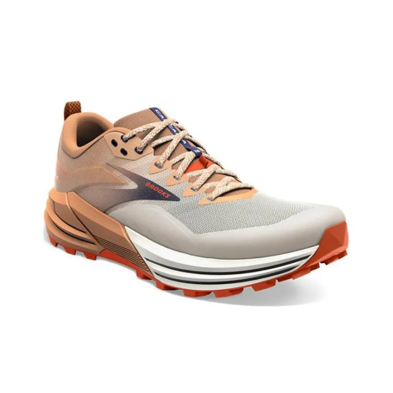 Brooks Cascadia 16 Slip-Resistant Low-Top Outdoor Shoes Men's White Brown-1