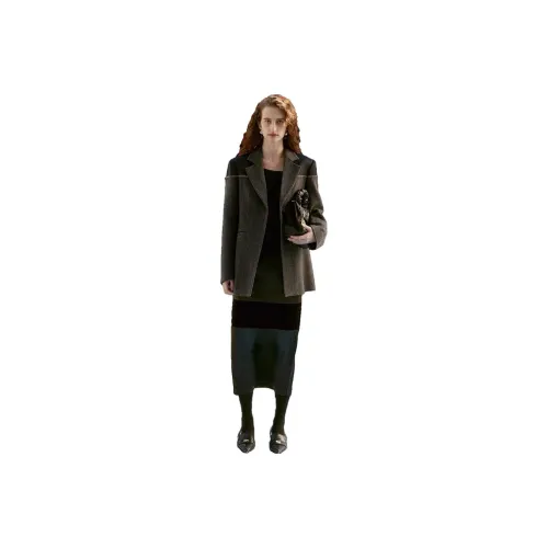 INSISFEMME Business Suits Women's Brown Black Herringbone