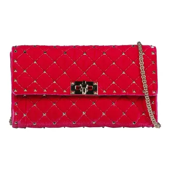 Valentino Velvet Shoulder Bag, Crossbody Bag Women's Red