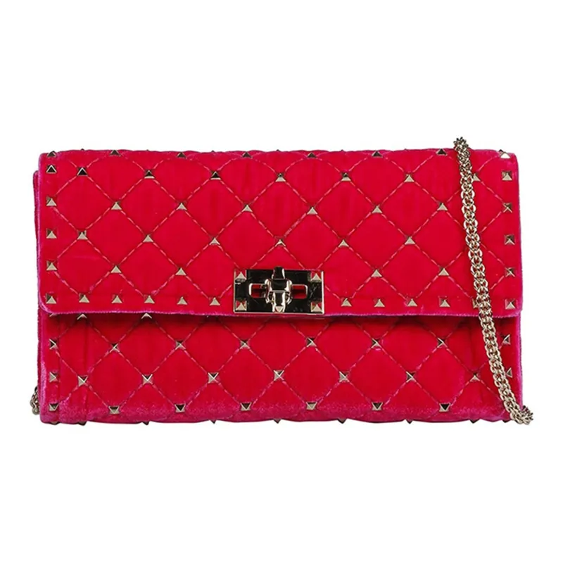 Valentino Velvet Shoulder Bag, Crossbody Bag Women's Red-0