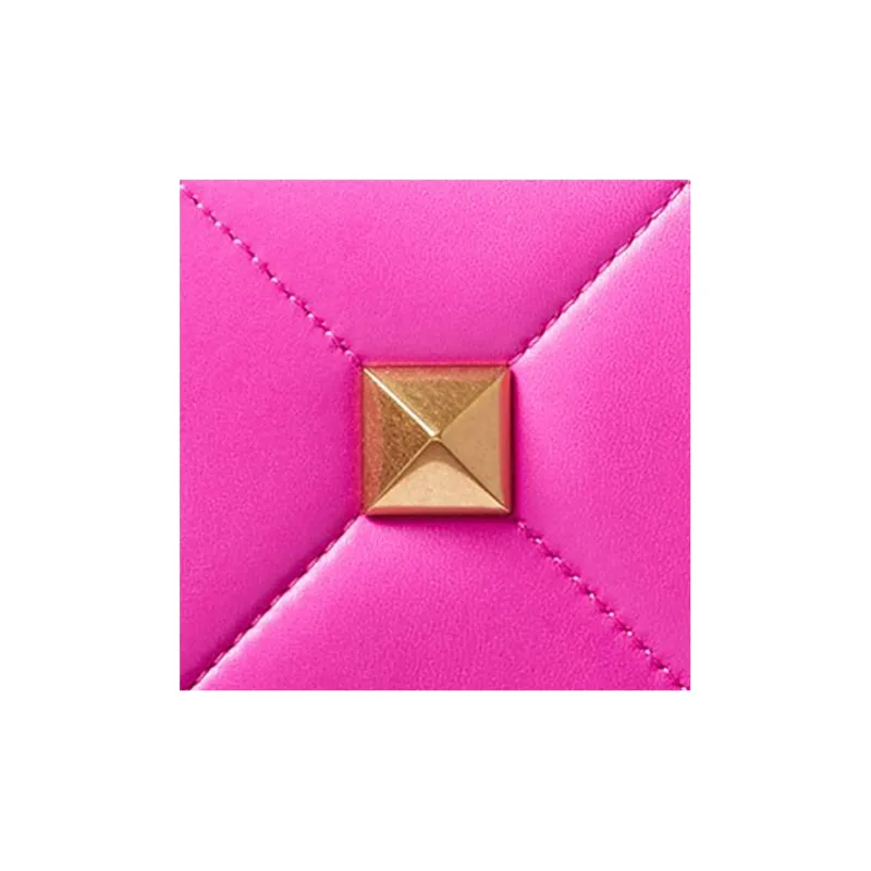 Valentino Roman Stud Napa Lambskin Card Holder Wallet Small Size Women's Pink-4