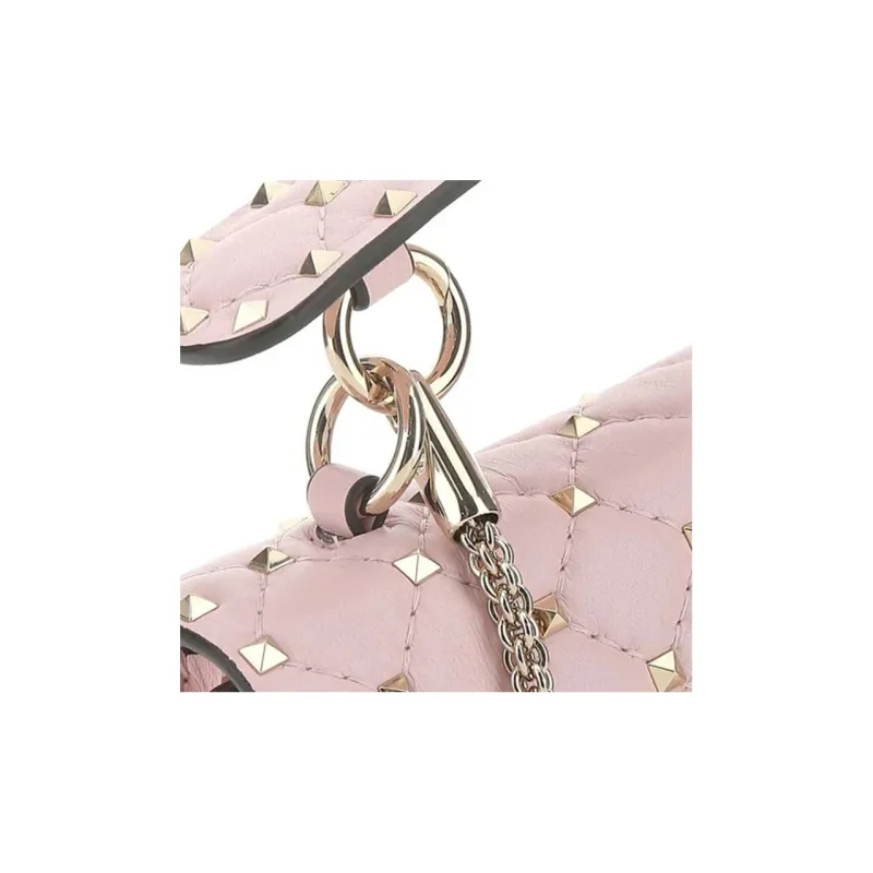 Valentino Leather Shoulder Bag Crossbody Bag Handbag Women's Light Pink-3