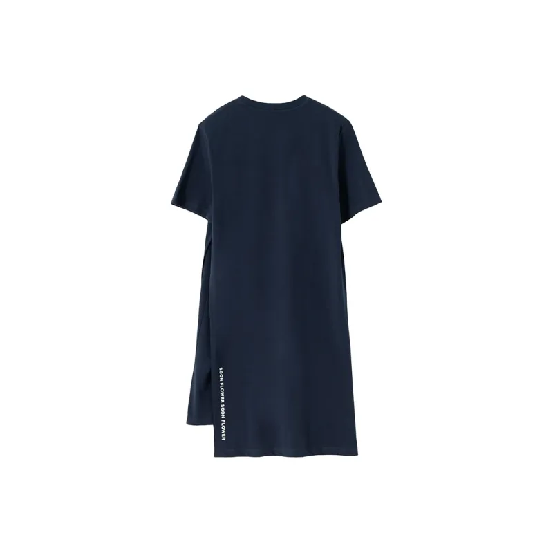 SOON FLOWER Short Sleeved Dresses Women's Navy Blue-1