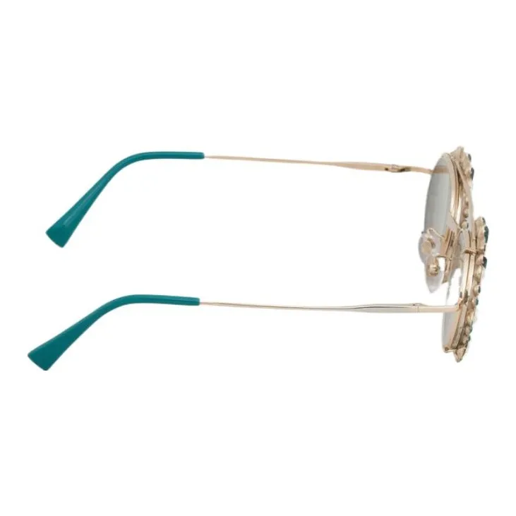 MARNI Metal Acetate German Silver Glass Rhinestone Aviator Sunglasses Women's Green-1