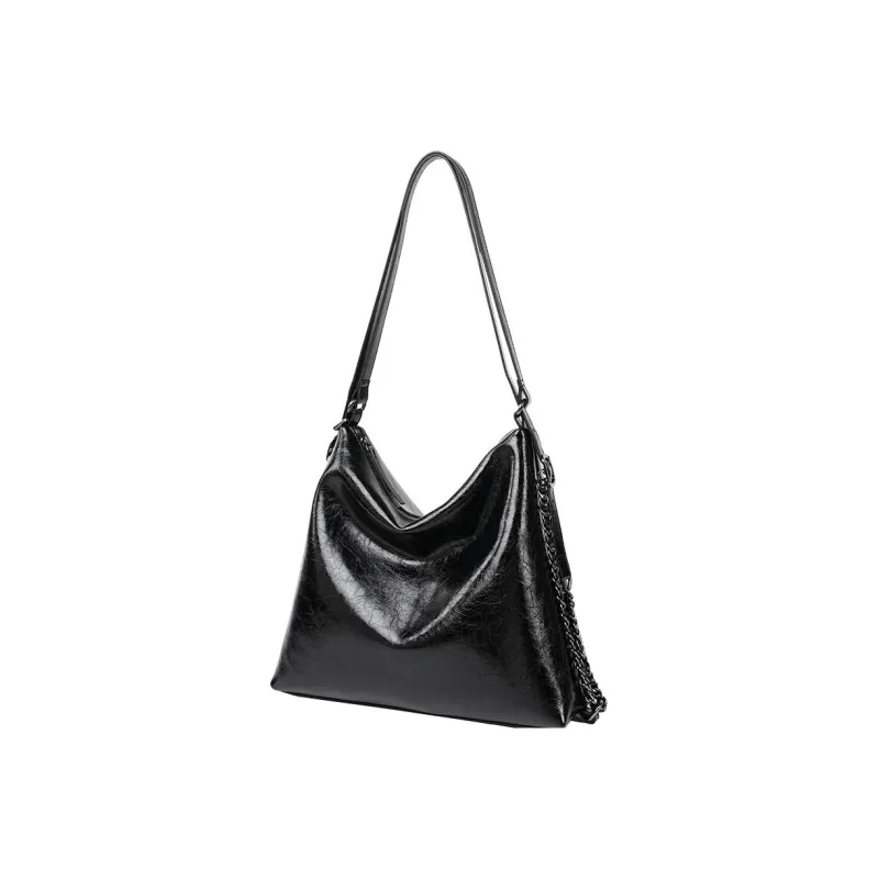 DAPHNE Cow Split Leather Hobo Bag, Backpack Handbag, Shoulder Bag Women's Piano Black-1
