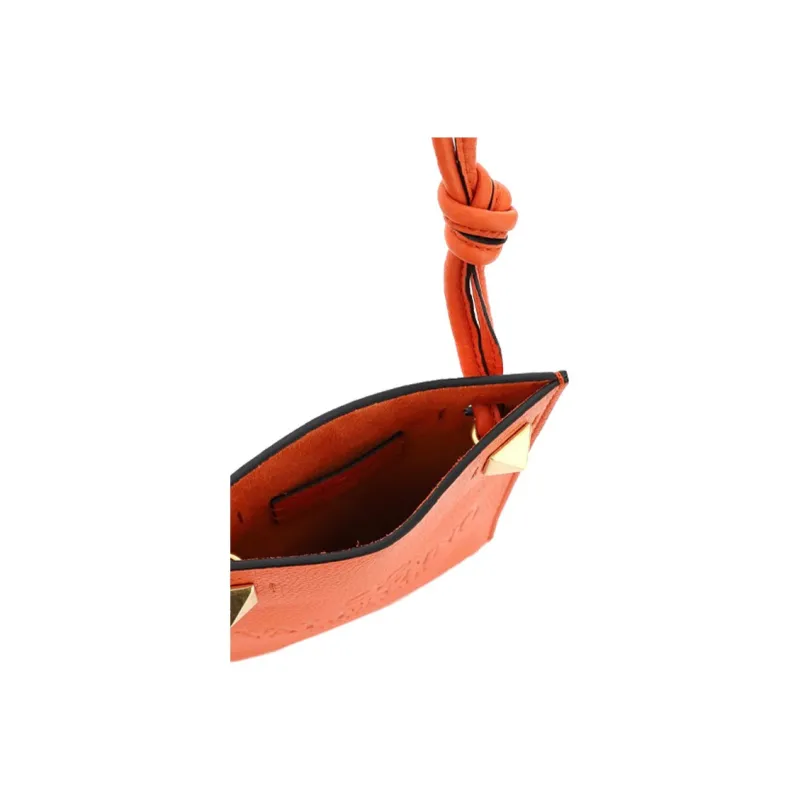 Valentino Leather Shoulder Bag Crossbody Bag Unisex Orange-4