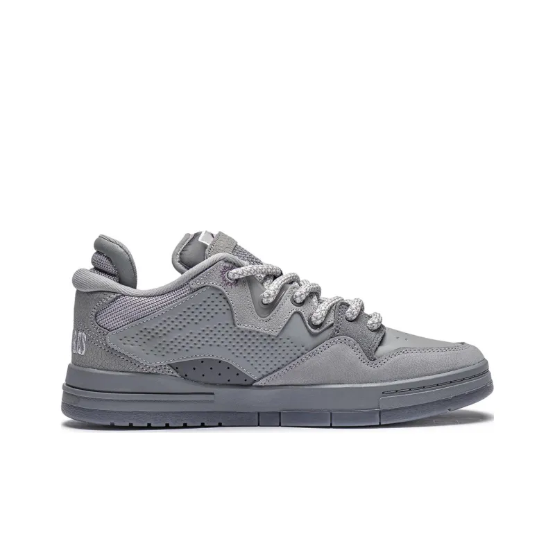 PLEASURES x LiNing Wave Slip Resistant Low Top Skateboard Shoes Men's Gray-1