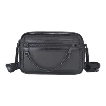 Hush Puppies Fabric With Cow Leather Shoulder Bag, Crossbody Bag Trumpets Men's Black