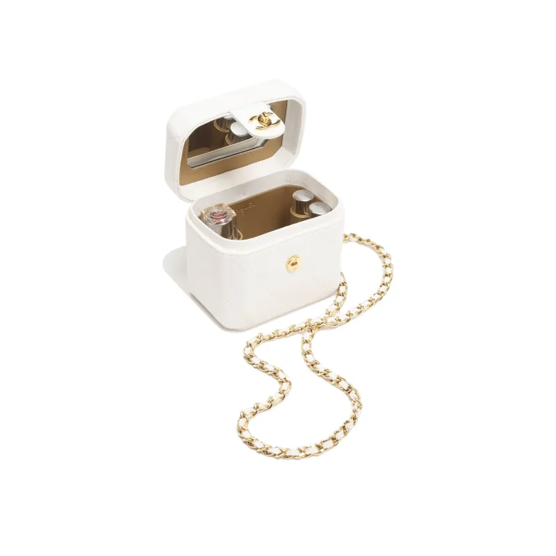 CHANEL Lambskin Makeup Box Small Square Bag, Crossbody Bag, Shoulder Bag Women's White-2