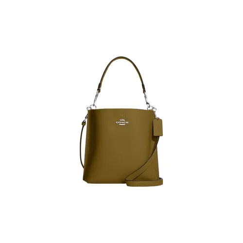 COACH Mollie Double Sided Leather Bucket Bag, Shoulder Bag, Crossbody Bag Trumpets Women's Umber