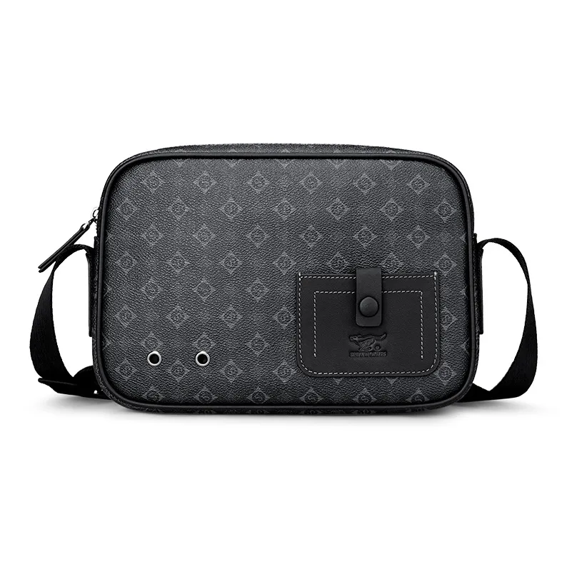 SEPTWOLVES Cow Leather Crossbody Bag, Shoulder Bag Unisex Black-0