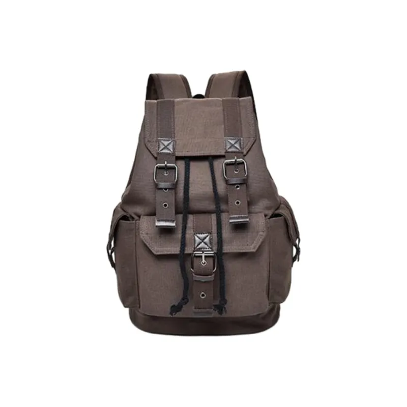 Slazenger Canvas Laptop Backpack Regular Unisex Black/Khaki/Coffee-9