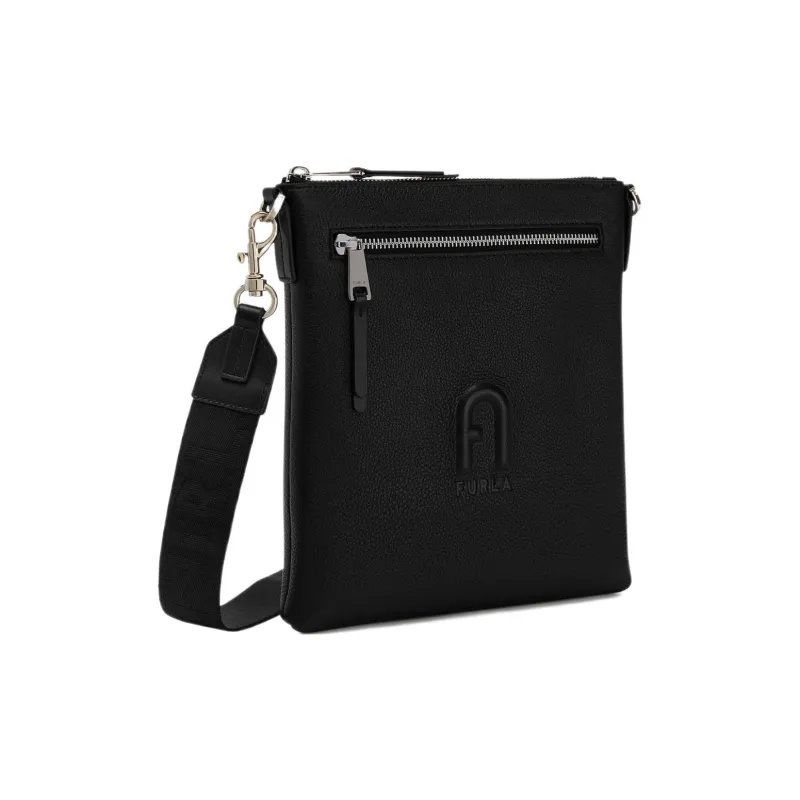 Furla Cow Leather Messenger Bag Shoulder Bag Crossbody Bag Small Size Men's Black-1