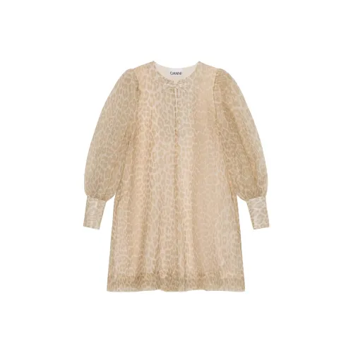 GANNI Long-Sleeved Dresses Women's Oyster Gray