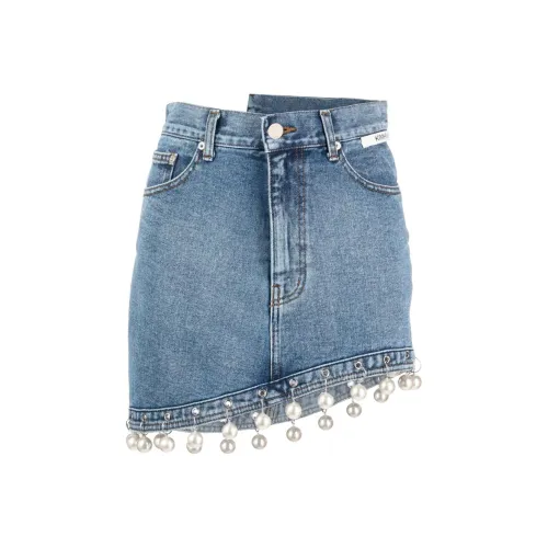 KIMHEKIM Denim Short Skirts Women's Blue