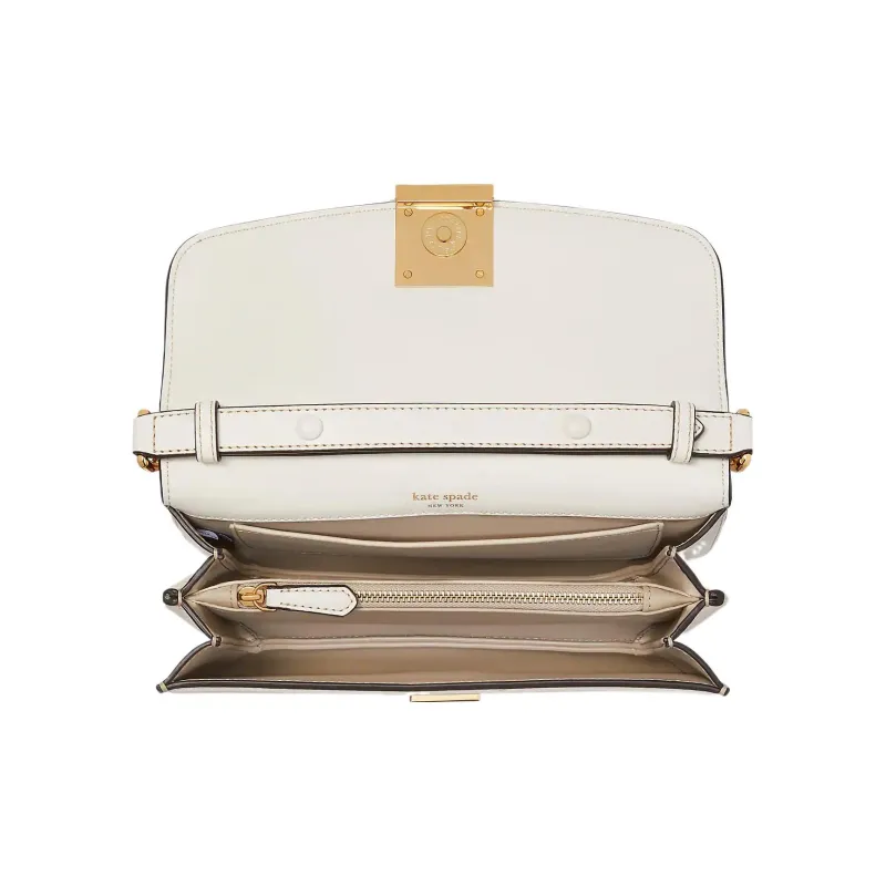 Kate Spade Smooth Cow Leather Shoulder Bag, Crossbody Bag Trumpets Women's White-4