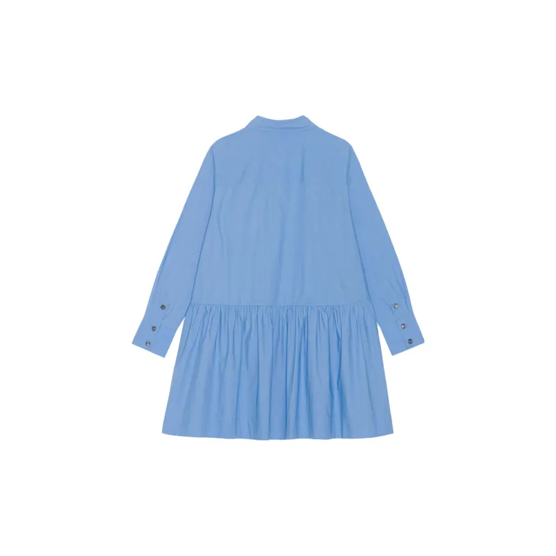 GANNI Long-Sleeved Dresses Women's Silver Lake Blue-1