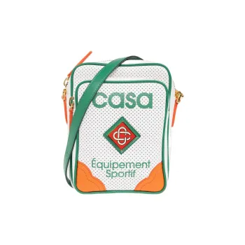 CASABLANCA Leather Shoulder Bag Crossbody Bag Women's White/Green/Orange