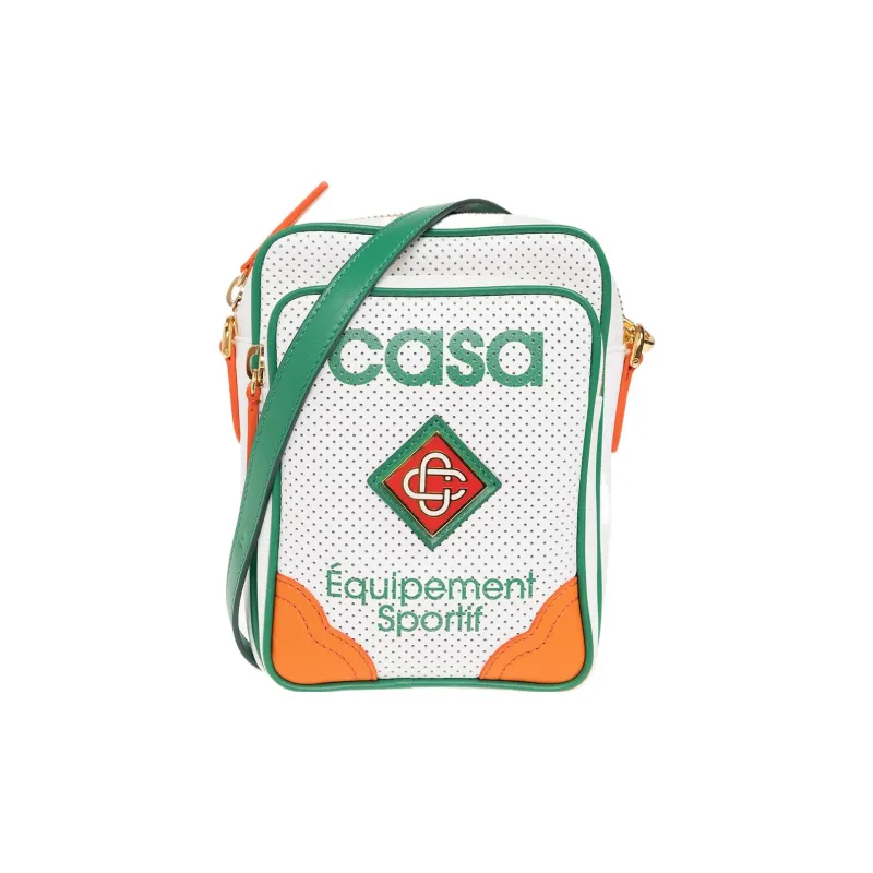 CASABLANCA Leather Shoulder Bag Crossbody Bag Women's White/Green/Orange-0