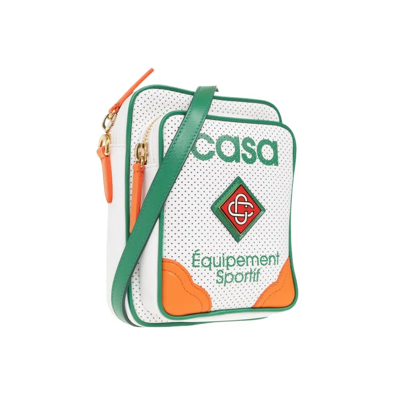 CASABLANCA Leather Shoulder Bag Crossbody Bag Women's White/Green/Orange-1