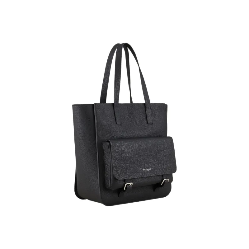 GIORGIO ARMANI Cow Leather Tote Bag Shopping Bag Handbag Men's Black-1