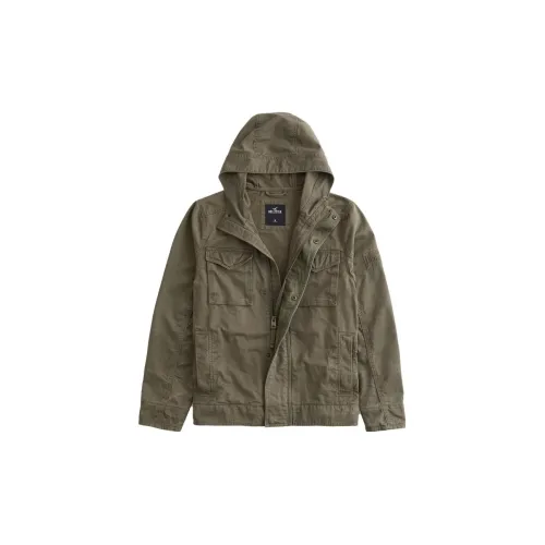 Hollister Jackets Men Olive Green