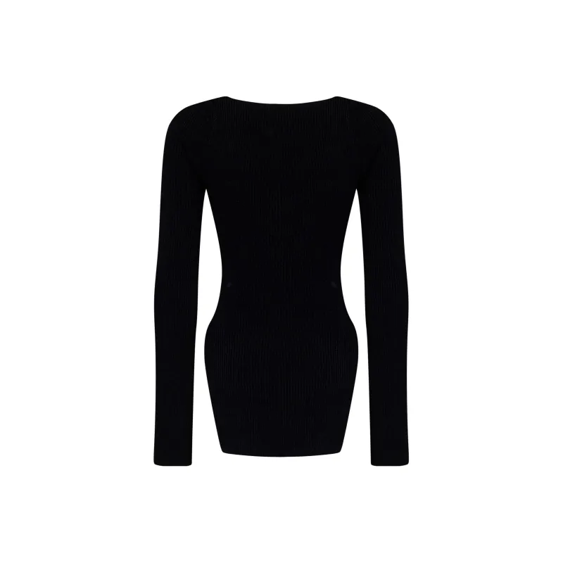 KHAITE Maddy Ribbed Sweetheart Neckline Top-1