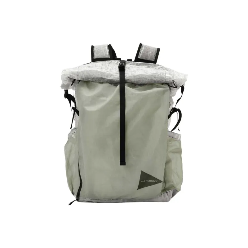 And Wander Polyester Backpack Regular Unisex Gray White/Green-0
