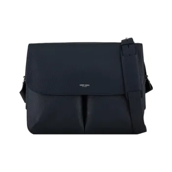 GIORGIO ARMANI Cow Leather Messenger Bag Crossbody Bags Men's Navy Blue