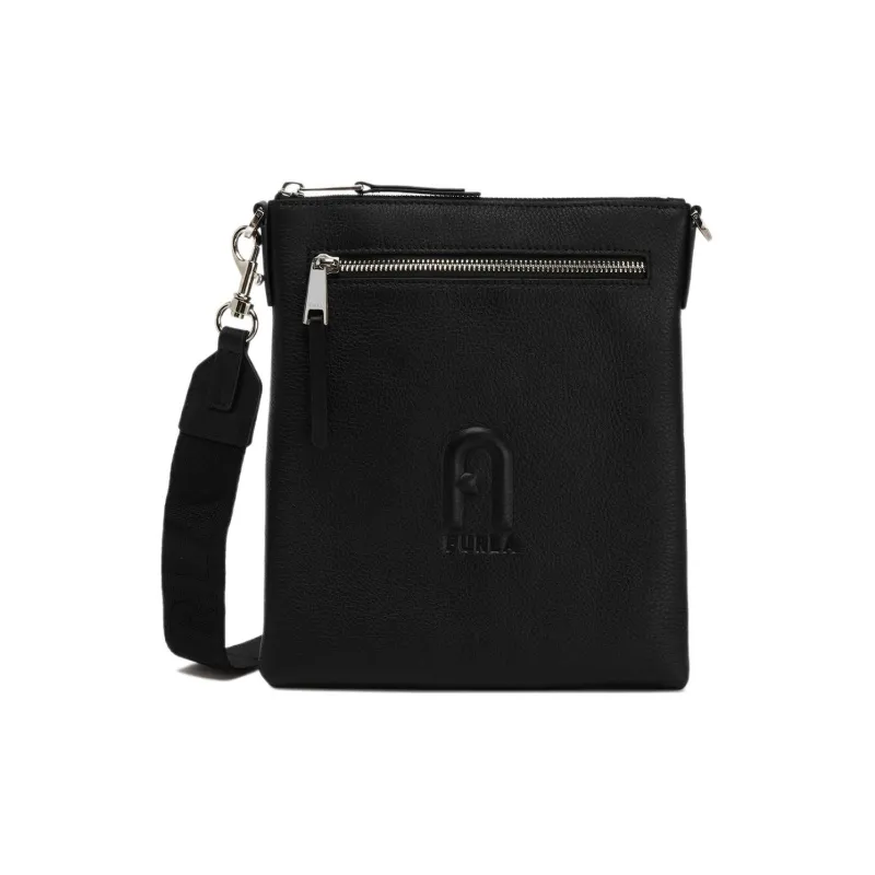 Furla Cow Leather Messenger Bag Shoulder Bag Crossbody Bag Small Size Men's Black-0