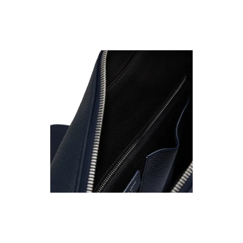 GIORGIO ARMANI Cow Leather Messenger Bag Crossbody Bags Men's Navy Blue-3