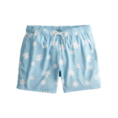 Hollister Swimming Shorts Men Light Blue Floral Pattern