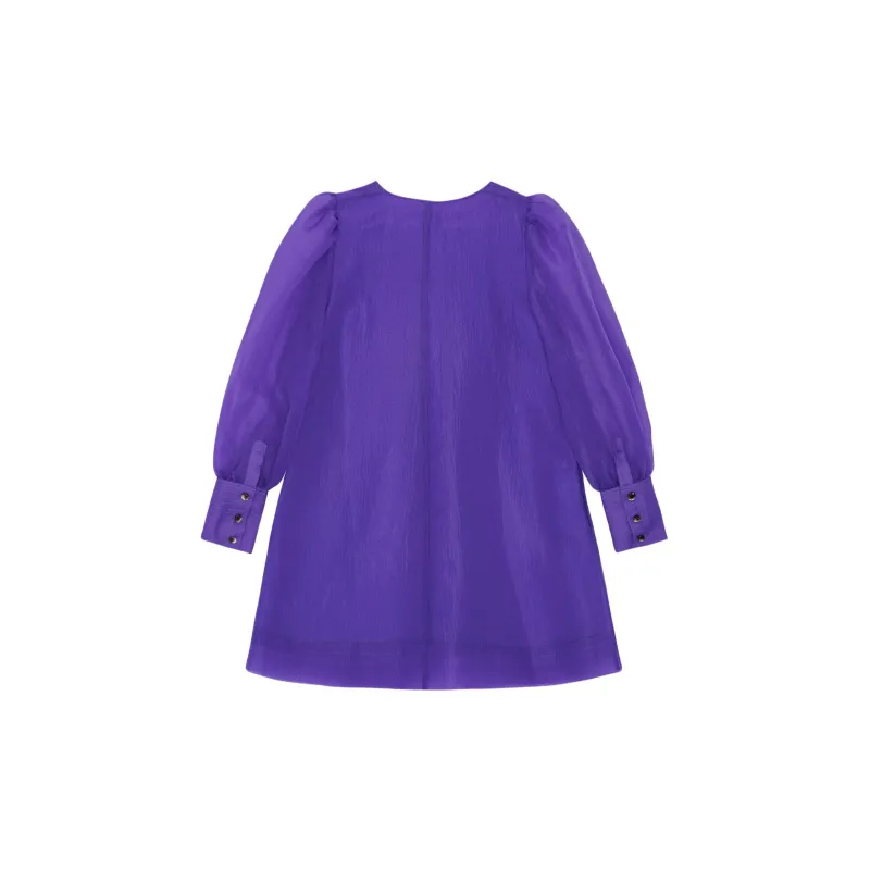 GANNI Puff sleeve Recycled polyester Minidress-1