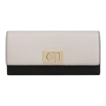 Furla Leather Wallet Large Size Men's Black/White