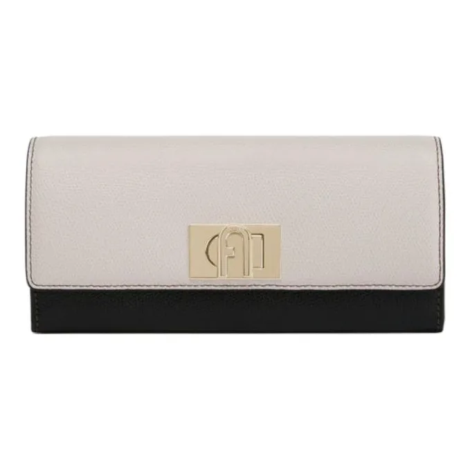 Furla Leather Wallet Large Size Men's Black/White-0
