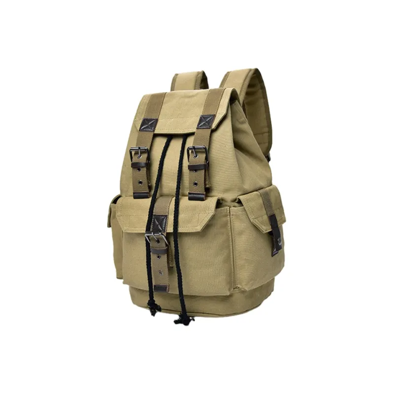Slazenger Canvas Laptop Backpack Regular Unisex Black/Khaki/Coffee-3