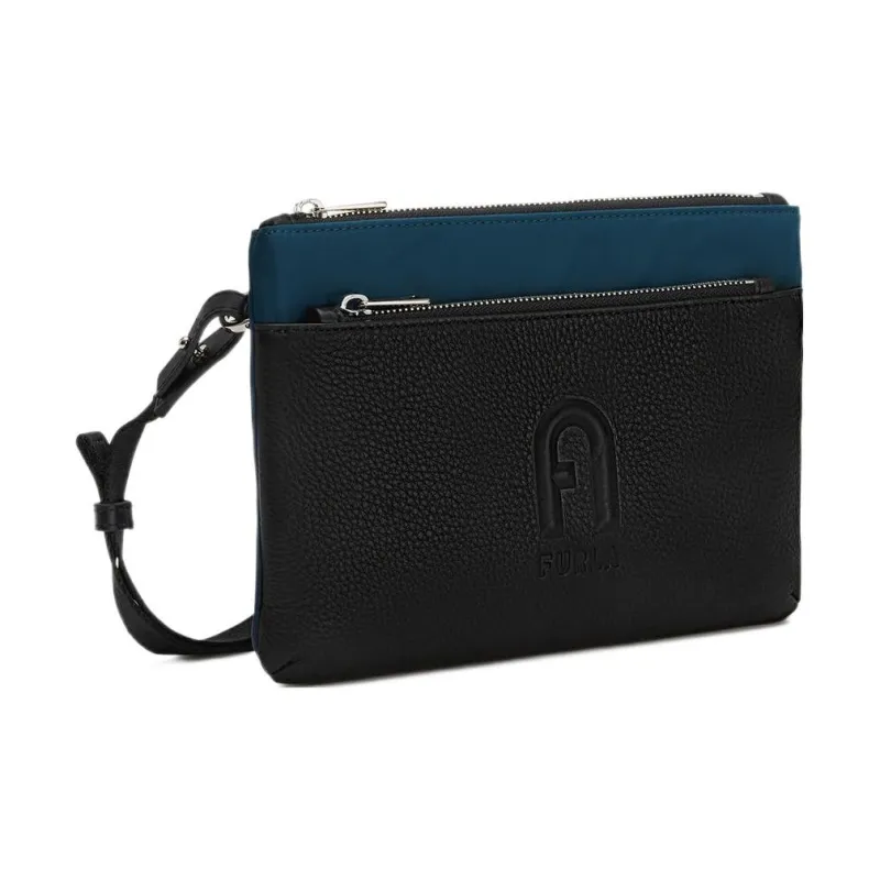 Furla Nylon Calfskin Shoulder Bag Crossbody Bag Extra Large Men's Marine Blue/Black-1