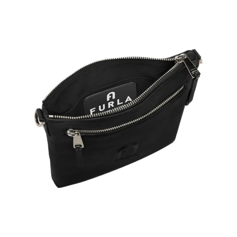 Furla Cow Leather Messenger Bag Shoulder Bag Crossbody Bag Small Size Men's Black-3