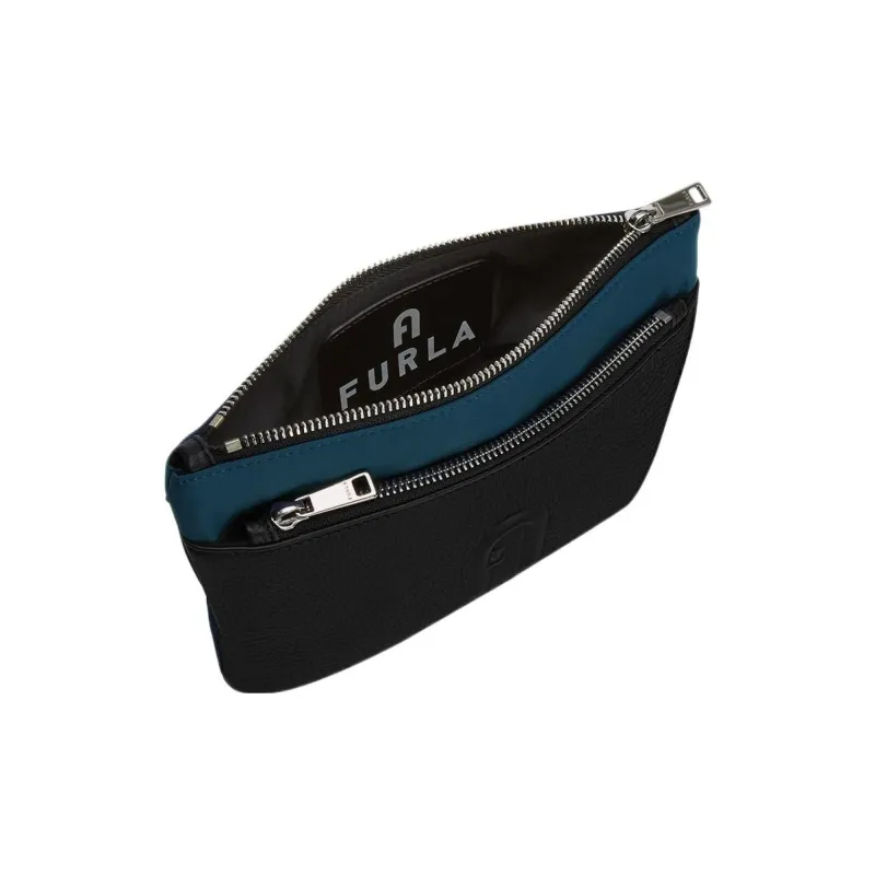 Furla Nylon Calfskin Shoulder Bag Crossbody Bag Extra Large Men's Marine Blue/Black-3